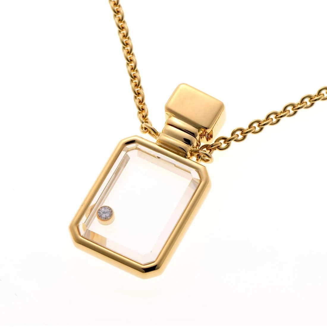 CHOPARD BOTTLE MOTIF DIAMOND NECKLACE YELLOW GOLD: CHOPARD BOTTLE MOTIF DIAMOND NECKLACE YELLOW GOLD Brand: Chopard Type/Style: NECKLACE Material: 750YG Color: YELLOW GOLD Size: Motif width: W16mm x H30.5mm. Length: approx. 41cm. Accessories: None