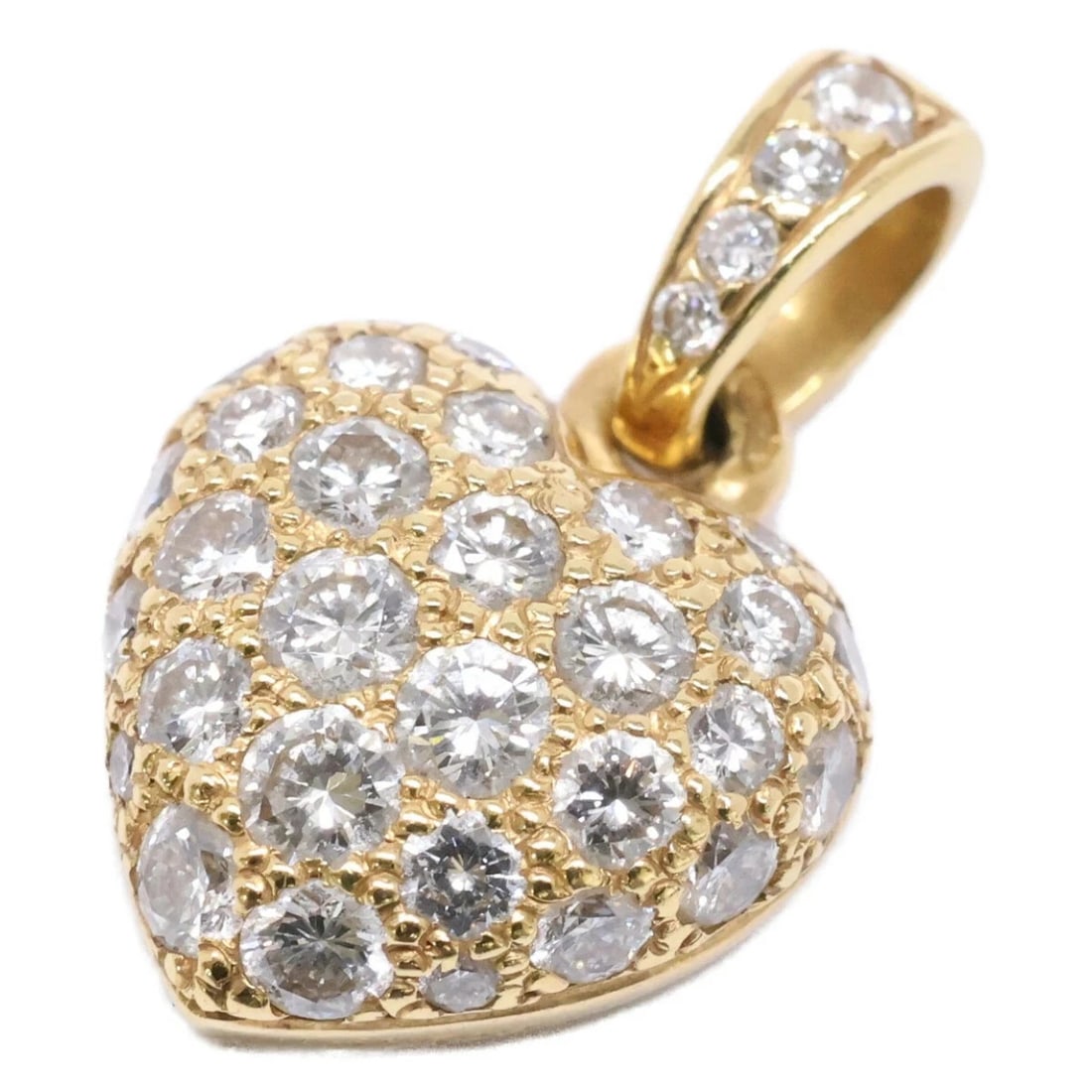 CARTIER 750YG PAVED DIAMOND HEART CHARM PENDANT TOP: CARTIER 750YG PAVED DIAMOND HEART CHARM PENDANT TOP Brand: Cartier Type/Style: PENDANT TOP Material: 750YG Color: YELLOW GOLD Size: Size:17mm x 10mm Accessories: None Accessories Notice: W