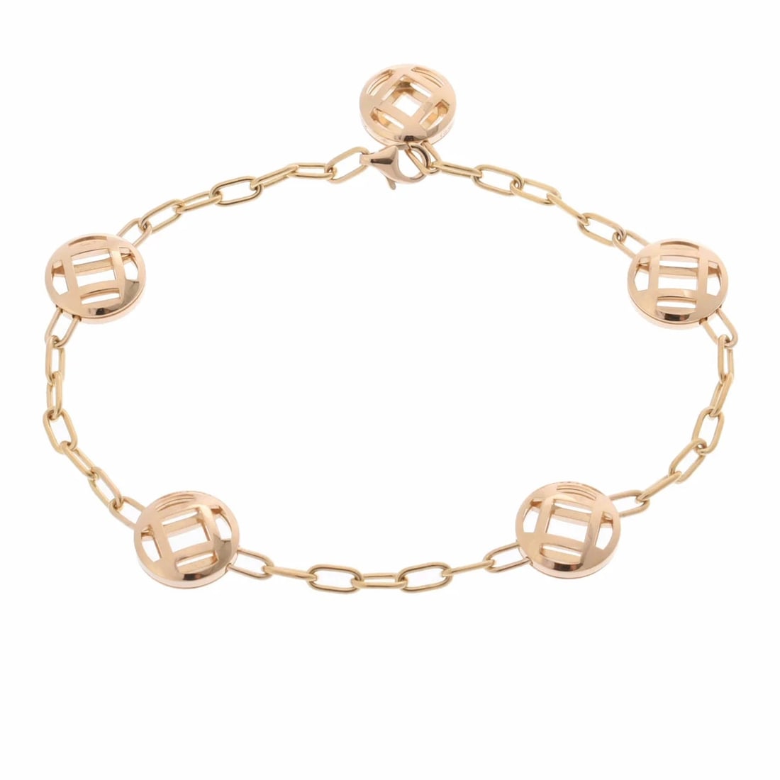 CARTIER PASHA GRID CHAIN BRACELET 5-MOTIF 18K YELLOW GOLD: CARTIER PASHA GRID CHAIN BRACELET 5-MOTIF 18K YELLOW GOLD Brand: Cartier Type/Style: BRACELET Material: 18K YELLOW GOLD Color: YELLOW GOLD Size: Wrist size: Approx. 19cm Motif: Approx. 11.8mm x 11.8mm