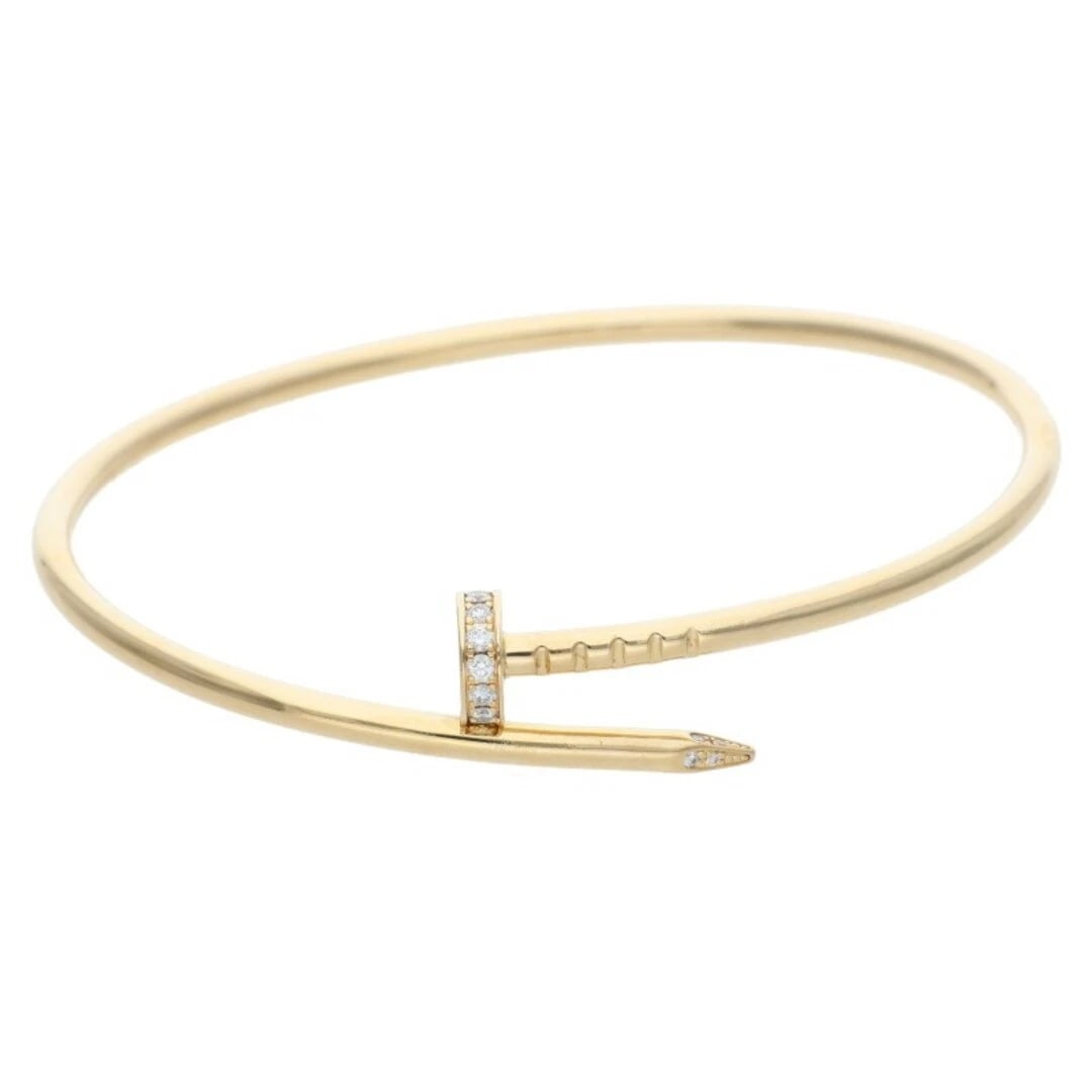 CARTIER JUSTE UN CLOU BRACELET SM DIA K18YG DIAMOND: Cartier JUSTE UN CLOU BRACELET SM DIA K18YG Diamond Brand: Cartier Type/Style: Bracelet Material: K18YG Color: PG Size: 16 cm Accessories: None Accessories Notice: When purchasing pre-owne