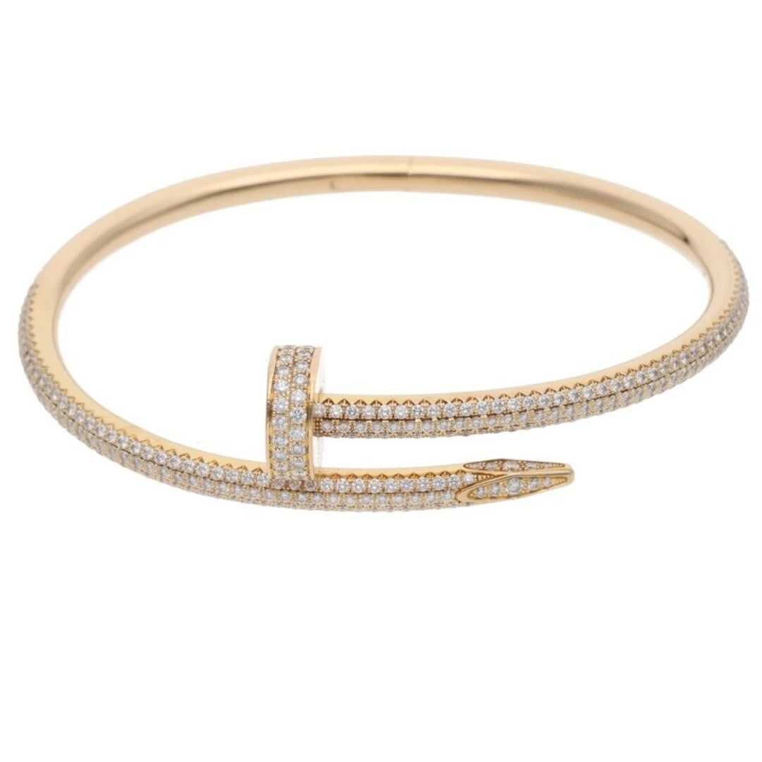 CARTIER NEW JUSTE UN CLOU BRACELET DIA K18YG: Cartier New JUSTE UN CLOU BRACELET DIA K18YG Brand: Cartier Type/Style: Bracelet Material: K18YG Color: YG Size: 16 cm Accessories: None Accessories Notice: When purchasing pre-owned goods
