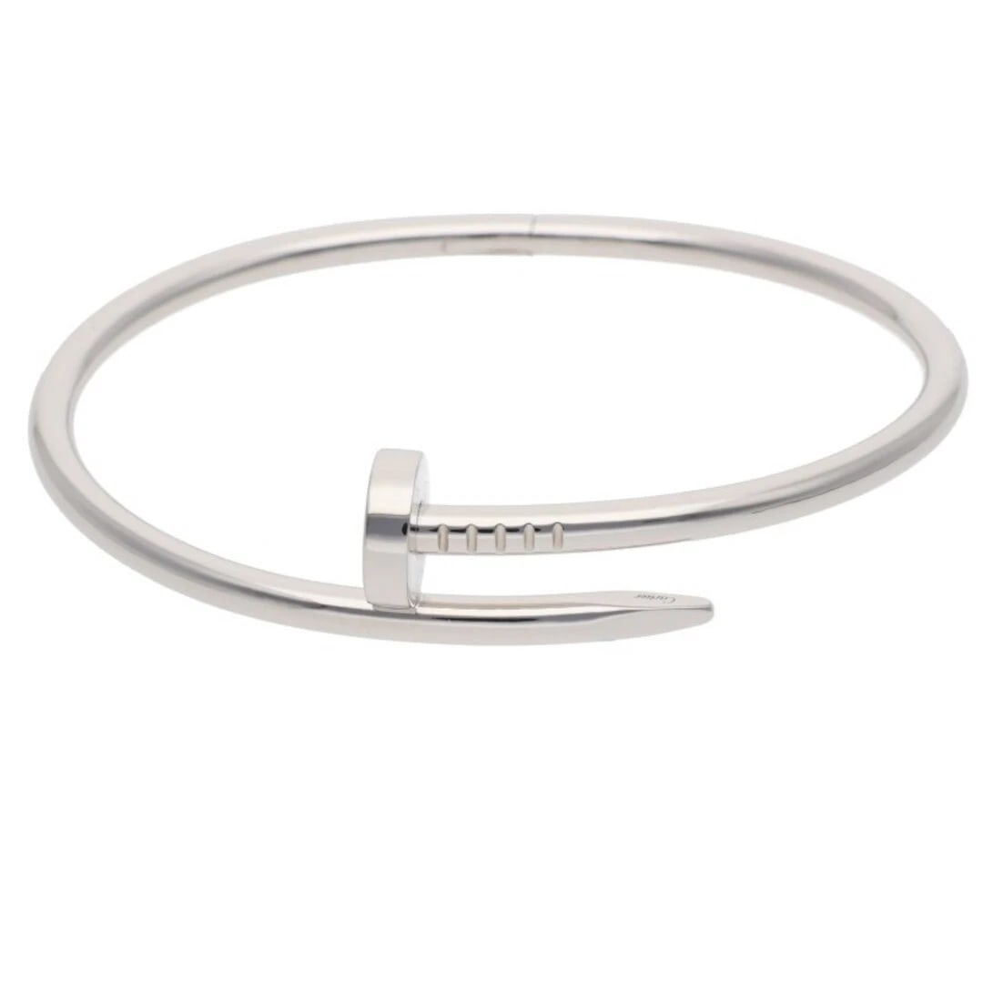 CARTIER NEW JUSTE UN CLOU BRACELET K18WG: CARTIER NEW JUSTE UN CLOU BRACELET K18WG Brand: Cartier Type/Style: Bracelet Material: K18WG Color: WG Size: 18 cm Accessories: None Accessories Notice: When purchasing pre-owned goods, please refer