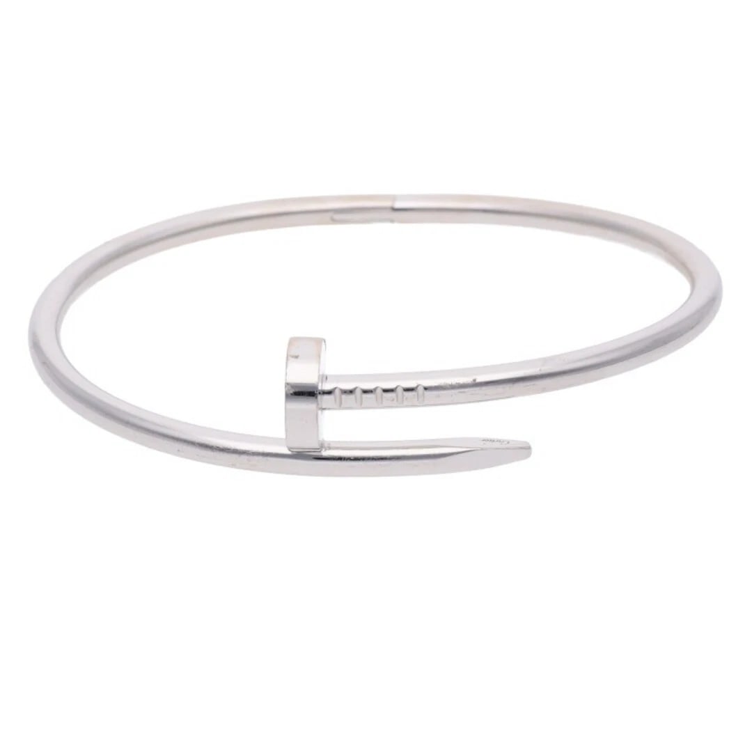 CARTIER NEW JUSTE UN CLOU BRACELET K18WG: CARTIER NEW JUSTE UN CLOU BRACELET K18WG Brand: Cartier Type/Style: Bracelet Material: K18WG Color: WG Size: 19 cm Accessories: None Accessories Notice: When purchasing pre-owned goods, please refer