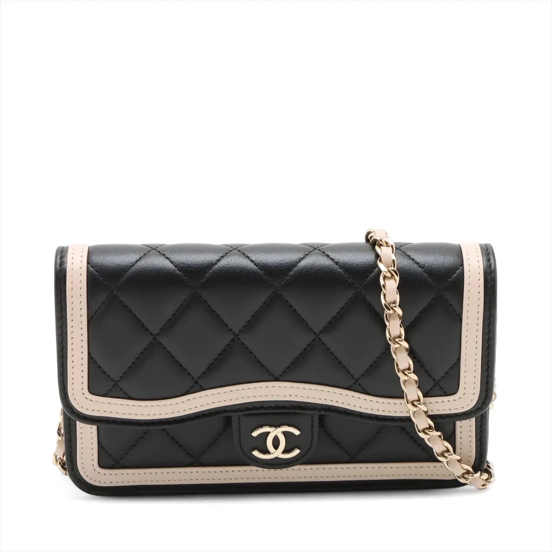 CHANEL MINI MATELASSE LAMBSKIN CHAIN WALLET SHOULDER BAG: Chanel Mini Matelasse Lambskin Chain Wallet Shoulder bag Brand: Chanel Type/Style: Shoulder bag Material: Lambskin Color: Black Size: Height:3.9inchLength:6.7inchDepth:1.4inch Accessories: None