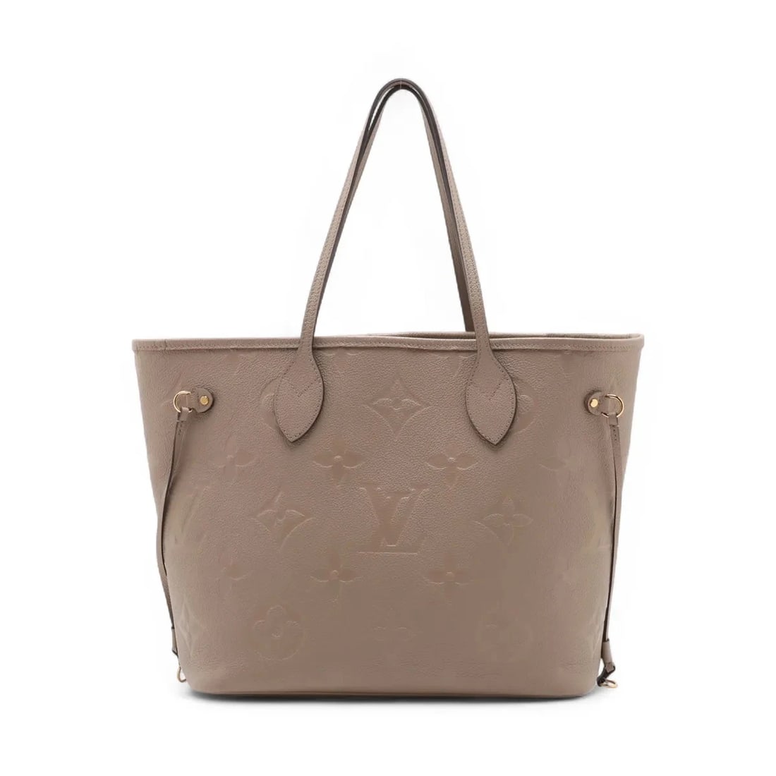 LOUIS VUITTON MONOGRAM EMPREINTE NEVERFULL MM TOTE BAG: Louis Vuitton Monogram Empreinte Neverfull MM Tote bag Brand: Louis Vuitton Type/Style: Tote bag Material: NONE Color: Beige Size: Height:11.2inch Length:12.8inch Depth:6.3inch Handle height:8.5inch