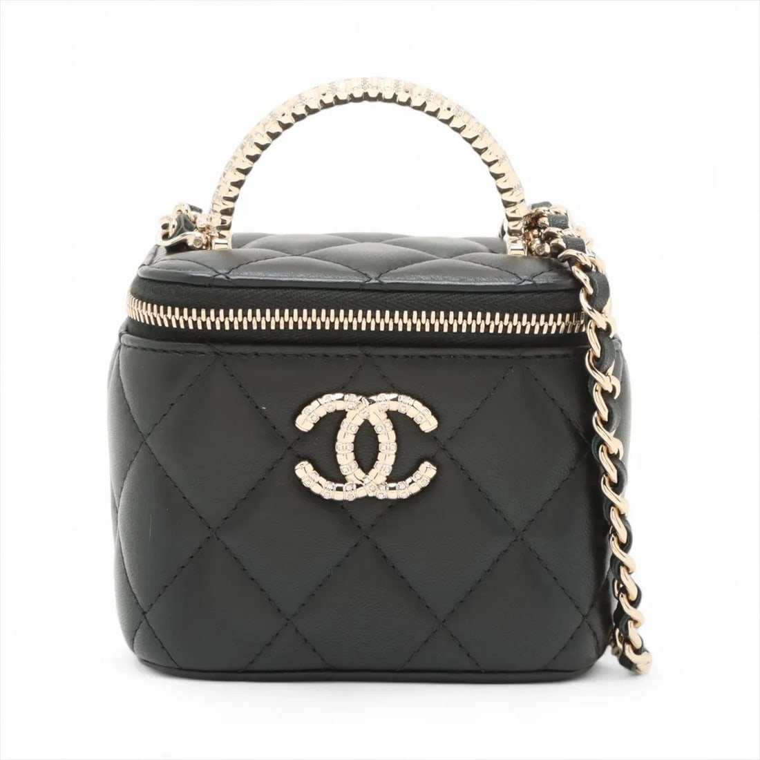 CHANEL MATELASSE LAMBSKIN CHAIN SHOULDER BAG: Chanel Matelasse Lambskin Chain Shoulder Bag Brand: Chanel Type/Style: Shoulder bag Material: Lambskin Color: Black Size: Height:3.3inch Length:3.9inch Depth:2.8inch Handle height:1.2inch Accessor