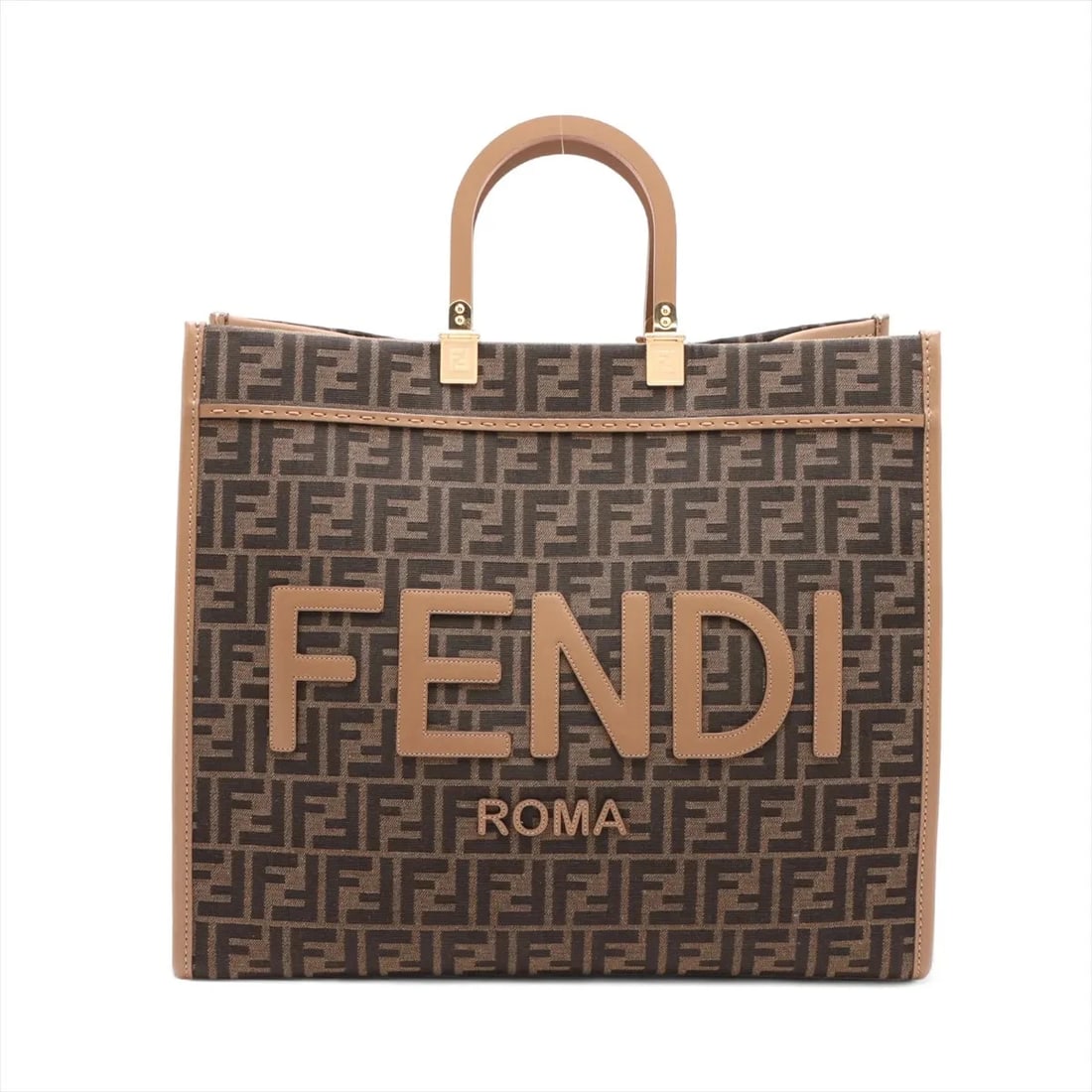 FENDI ZUCCA SUNSHINE LARGE CANVAS & LEATHER TOTE BAG SUNGLASSES: Fendi ZUCCa Sunshine Large Canvas & Leather Tote bag Sunglasses Brand: Fendi Type/Style: Sunglasses Material: Canvas & Leather Color: Brown Size: Height:14.0inch Length:15.7inch Depth:8.3inch Handle h