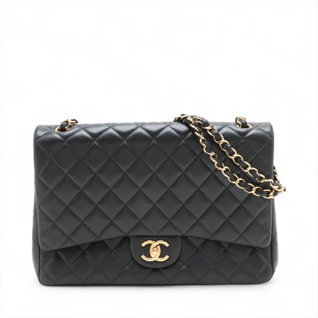 CHANEL DEKAMATRASSE 34 MAXI LAMBSKIN CHAIN BAG SHOULDER BAG: Chanel DEKAMATRASSE 34 Maxi Lambskin Chain Bag Shoulder bag Brand: Chanel Type/Style: Shoulder bag Material: Lambskin Color: Black Size: Height:9.1inchLength:13.0inchDepth:3.5inch Accessories: Non