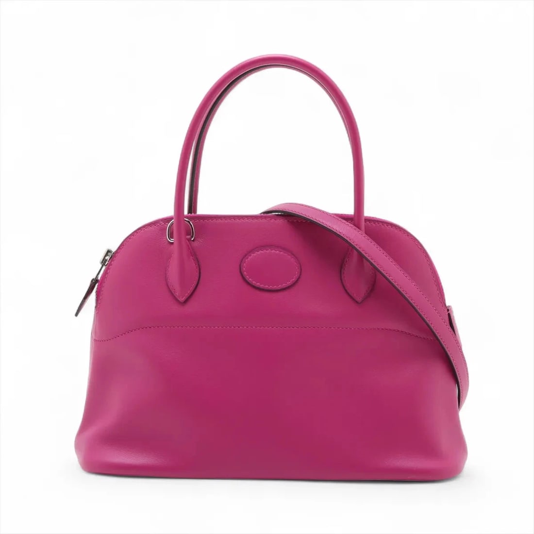 HERMES BOLIDE 27 VEAU SWIFT ROSE PURPLE HANDBAG: Hermes Bolide 27 Veau Swift Rose Purple Handbag Brand: Hermès Type/Style: Hand bag Material: Veau Swift Color: Rose Purple Size: Height:6.9inch Length:10.0inch Depth:3.9inch Handle height:4.1inch