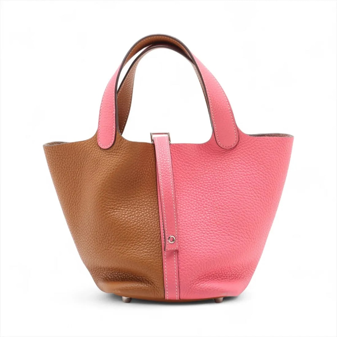 HERMES PICOTIN LOCK 18 PM KAZAK TAURILLON CLEMENCE HANDBAG: Hermes Picotin Lock 18 PM Kazak Taurillon Clemence Handbag Brand: Hermès Type/Style: Hand bag Material: Taurillon Clemence Color: gold x rose azale Size: Height:6.9inch Length:7.1inch Depth:5.1inch H