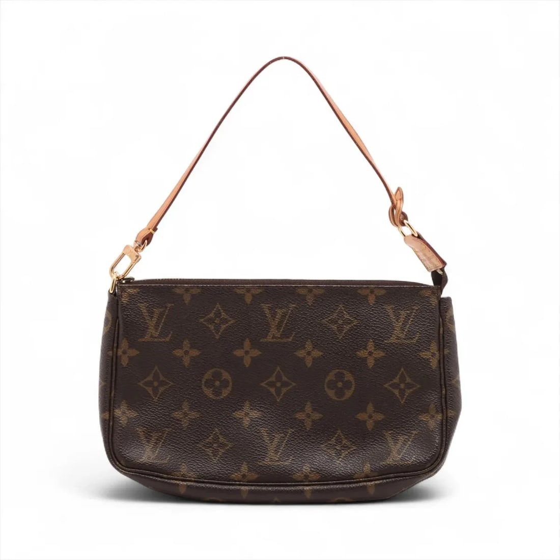 LOUIS VUITTON MONOGRAM POCHETTE ACCESSOIR HANDBAG: Louis Vuitton Monogram Pochette accessoir Handbag Brand: Louis Vuitton Type/Style: Hand bag Material: NONE Color: Brown Size: Height:4.9inch Length:8.3inch Depth:1.6inch Handle height:5.7inch Acce