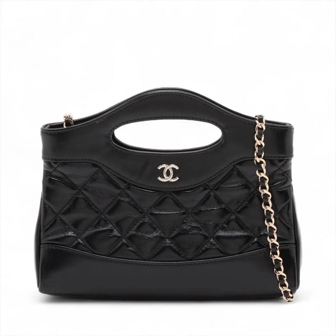 CHANEL 31 LEATHER 2 WAY HANDBAG BLACK SHOULDER BAG: Chanel 31 Leather 2 Way Handbag Black Shoulder bag Brand: Chanel Type/Style: Shoulder bag Material: Leather Color: Black Size: Height:6.5inchLength:8.1inchDepth:1.2inch Accessories: None A