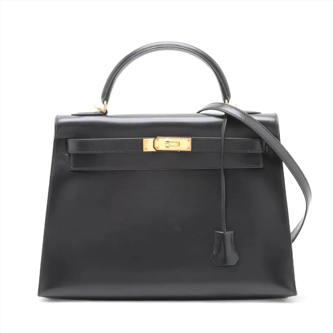 HERMES KELLY 32 SERIE BOX CALF BLACK HANDBAG: Hermes Kelly 32 Serie Box calf Black Handbag Brand: Hermès Type/Style: Hand bag Material: Box calf Color: Black Size: Height:8.9inch Length:12.8inch Depth:4.7inch Handle height:3.3inch Accessories