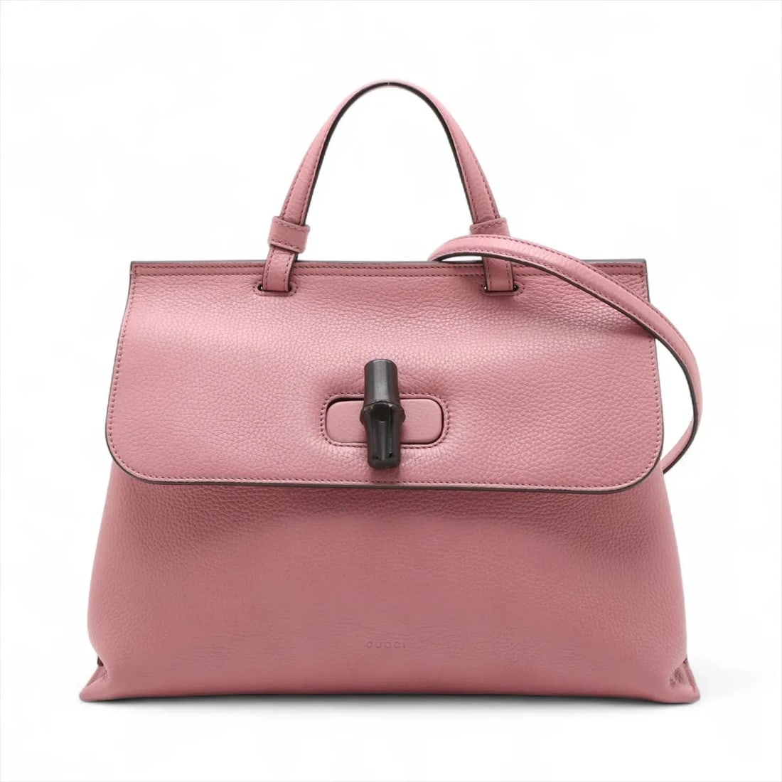 GUCCI BAMBOO DAILY LEATHER 2 WAY HANDBAG: Gucci Bamboo Daily Leather 2 Way Handbag Brand: Gucci Type/Style: Hand bag Material: Leather Color: Pink Size: Height:9.3inch Length:13.0inch Depth:4.9inch Handle height:3.7inch Accessories: None