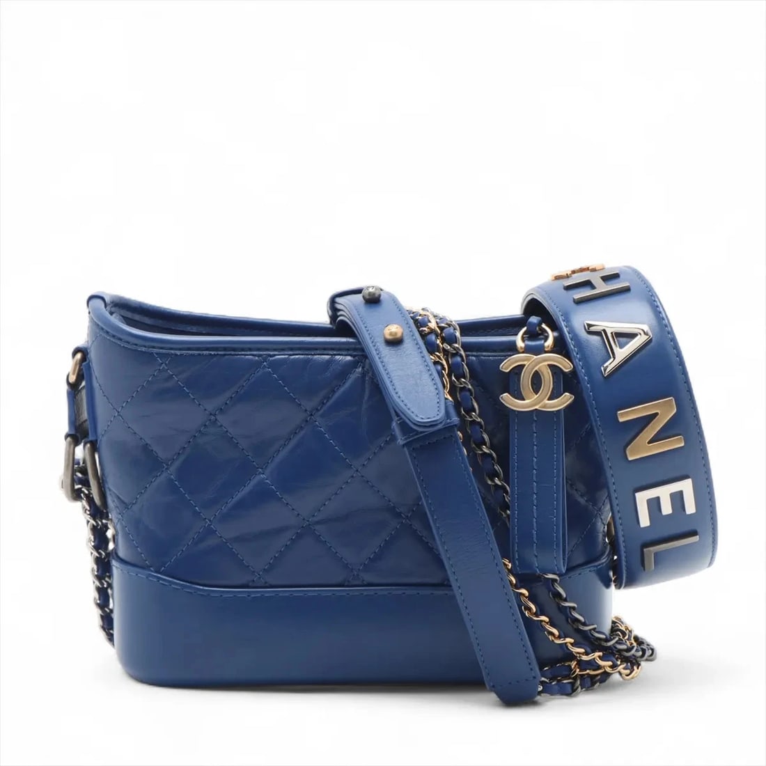 CHANEL GABRIELLE DOO CHANEL SMALL 2 WAY SHOULDER BAG: Chanel Gabrielle Doo Chanel Small 2 Way Shoulder bag Brand: Chanel Type/Style: Shoulder bag Material: Vintage calf Color: Blue Size: Height:6.3inch Length:8.1inch Depth:3.3inch Handle height:7.5inch