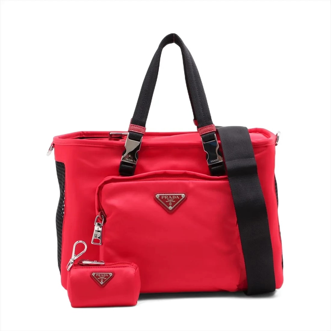 PRADA TESSUTO NYLON FOR PETS CARRY BAG HANDBAG: Prada Tessuto Nylon For pets Carry bag Handbag Brand: Prada Type/Style: Hand bag Material: Nylon Color: Red Size: Height:8.1inch Length:11.8inch Depth:7.1inch Handle height:5.7inch Accessories: No