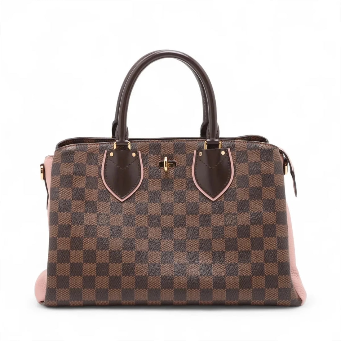 LOUIS VUITTON DAMIER X LEATHER NORMANDY HANDBAG: Louis Vuitton Damier x leather Normandy Handbag Brand: Louis Vuitton Type/Style: Hand bag Material: NONE Color: Brown x pink Size: Height:8.5inch Length:13.6inch Depth:6.5inch Handle height:4.3inch