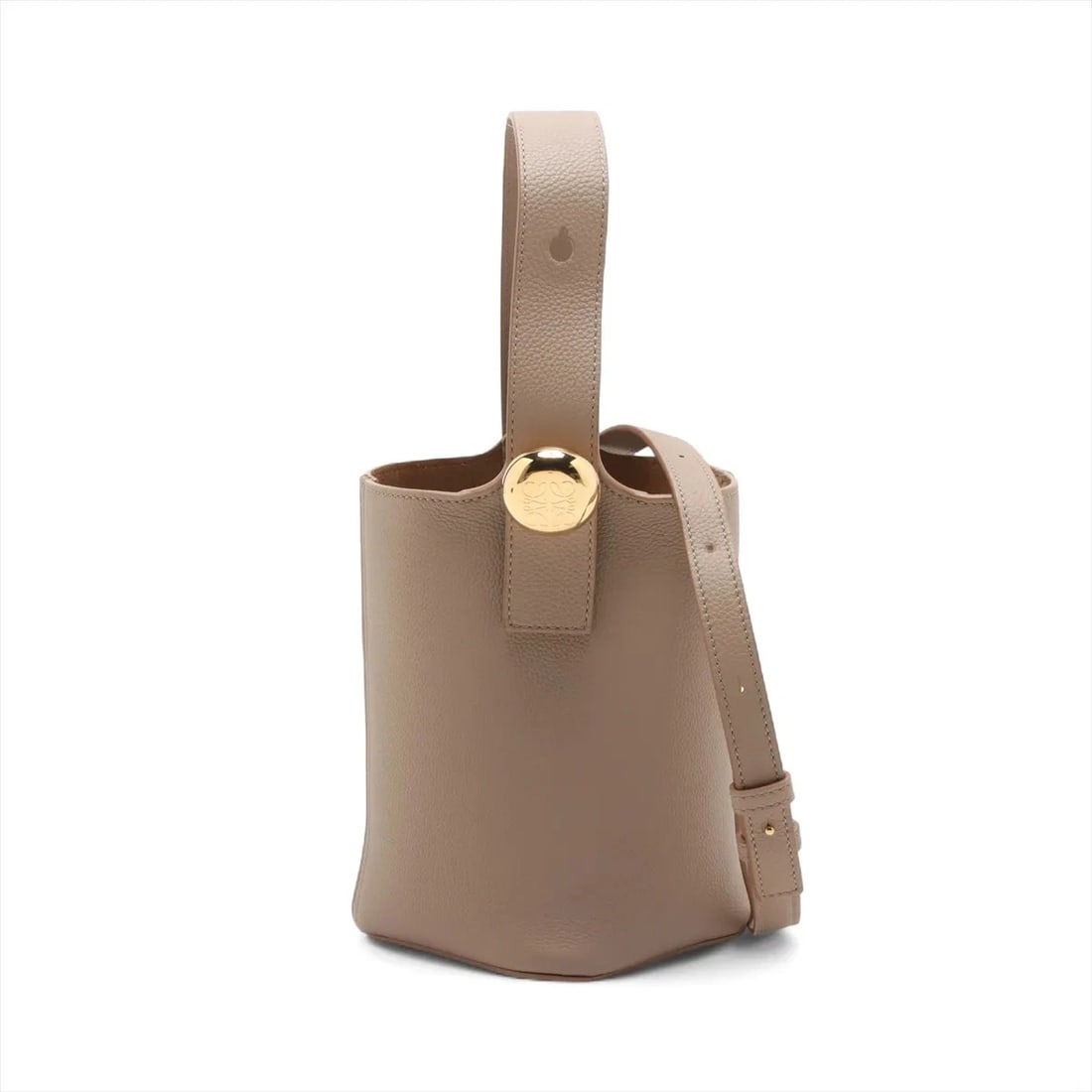 LOEWE PEBBLE BUCKET BAG MINI LEATHER 2 WAY HANDBAG HANDBAG: Loewe Pebble bucket bag Mini Leather 2 Way Handbag Handbag Brand: Loewe Type/Style: Hand bag Material: Leather Color: BEige Size: Height:7.7inch Length:6.3inch Depth:5.9inch Handle height:5.5inch