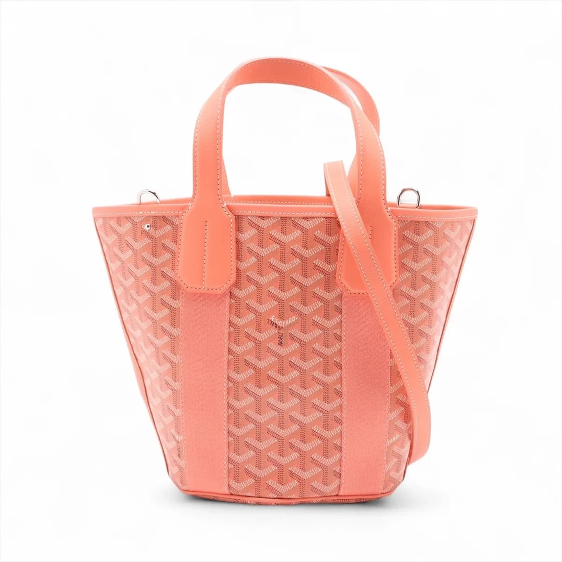 GOYARD BELLARA PM PVCX LEATHER 2 WAY HANDBAG HANDBAG: Goyard Bellara PM PVCx leather 2 Way Handbag Handbag Brand: Goyard Type/Style: Hand bag Material: PVC & leather Color: Orange Size: Height:9.3inch Length:7.1inch Depth:5.5inch Handle height:4.7inch