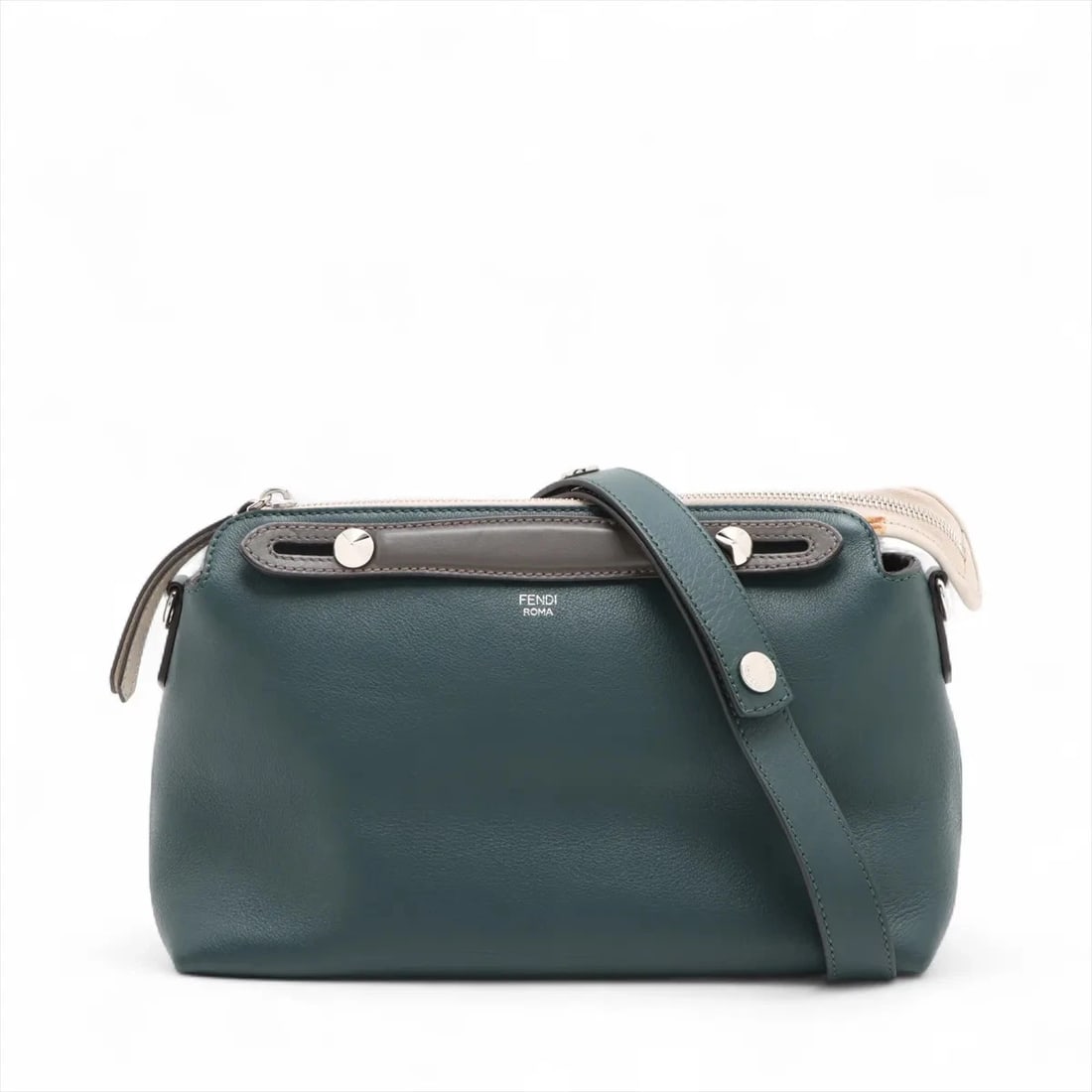 FENDI BY THE WAY MEDIUM LEATHER 2 WAY HANDBAG SUNGLASSES: Fendi By the Way Medium Leather 2 Way Handbag Sunglasses Brand: Fendi Type/Style: Sunglasses Material: Leather Color: Green Size: Height:6.7inch Length:11.0inch Depth:4.9inch Handle height:1.8inch