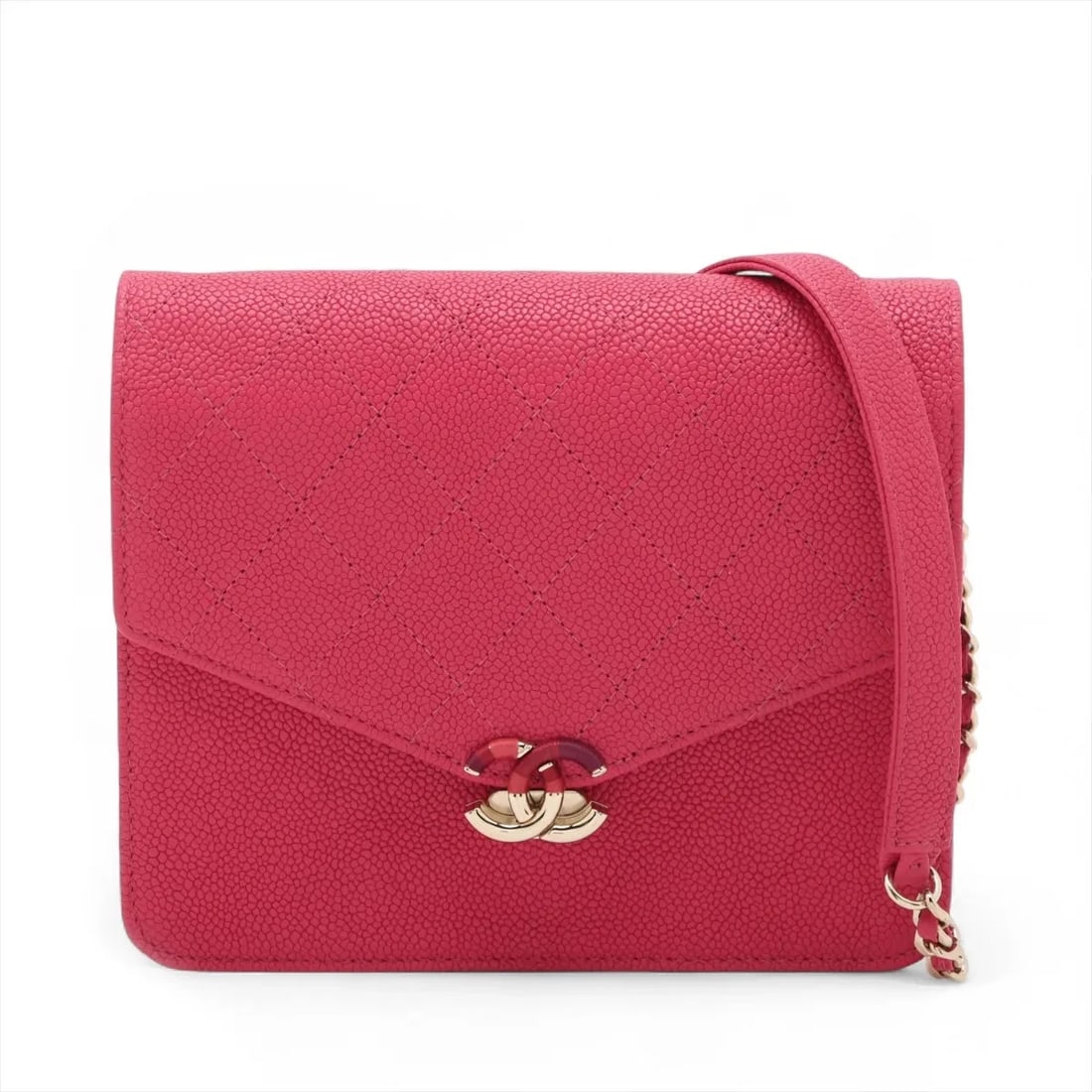 CHANEL MATELASSE CAVIAR SKIN CHAIN WALLET HALF COCO MARK SHOULDER BAG: Chanel Matelasse Caviar Skin Chain Wallet Half Coco Mark Shoulder bag Brand: Chanel Type/Style: Shoulder bag Material: Caviar Skin Color: Pink Size: Height:5.5inchLength:6.7inchDepth:1.4inch Acces