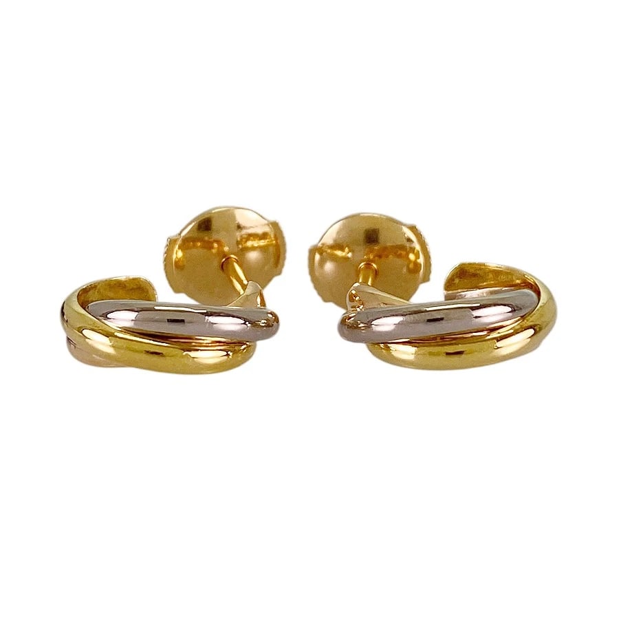 CARTIER TRINITY YELLOW GOLD EARRING: Cartier Trinity Yellow gold Earring Brand: Cartier Type/Style: Earring Material: 18K Yellow Gold 18K White Gold 18K Rose Gold Color: Gold Size: Top size:12.7mm×3.9mm Accessories: None Accessories