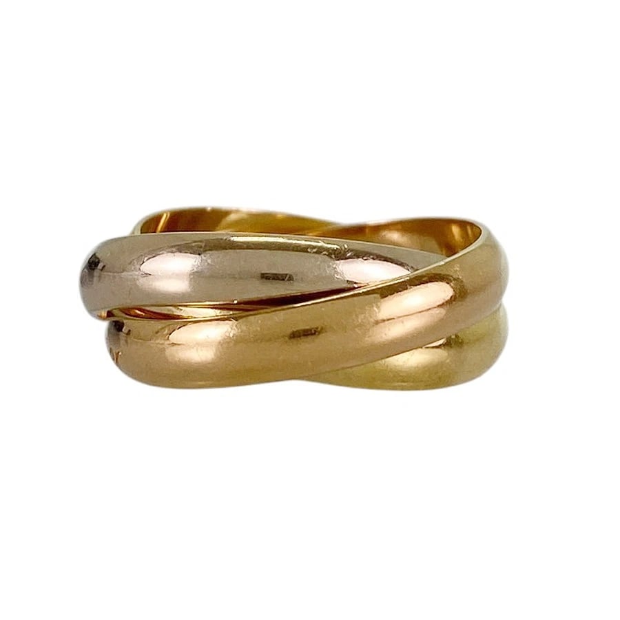 CARTIER TRINITY MM YELLOW GOLD RING: Cartier Trinity MM Yellow gold Ring Brand: Cartier Type/Style: Ring Material: 18K Yellow Gold 18K White Gold 18K Rose Gold Color: Gold Size: US:5.5-6 Accessories: None Accessories Notice: When