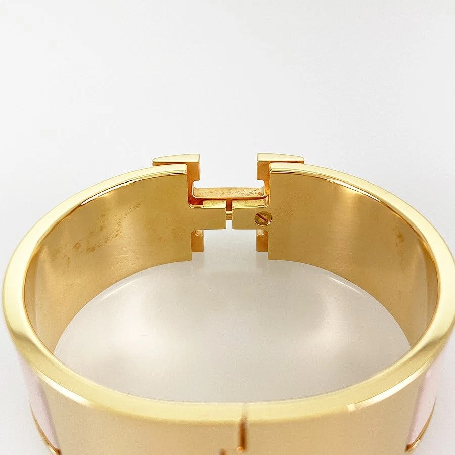 HERMES GOLD PLATED BANGLE - 4