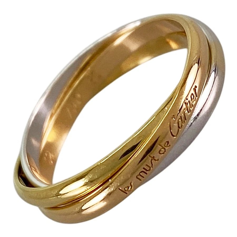 CARTIER TRINITY YELLOW GOLD RING: Cartier Trinity Yellow gold Ring Brand: Cartier Type/Style: Ring Material: 18K Yellow Gold 18K White Gold 18K Rose Gold Color: Gold Size: US:5-5.5 Accessories: None Accessories Notice: When