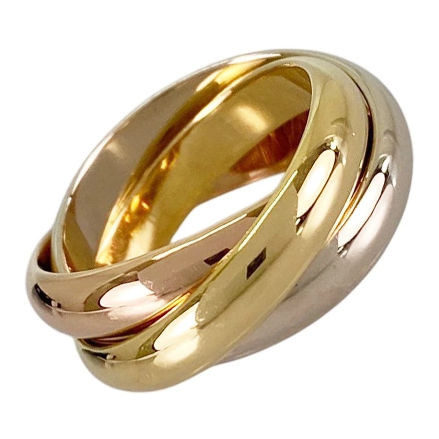 CARTIER TRINITY MM YELLOW GOLD RING: Cartier Trinity MM Yellow gold Ring Brand: Cartier Type/Style: Ring Material: 18K Yellow Gold 18K White Gold 18K Rose Gold Color: Gold Size: US:5.5 Accessories: None Accessories Notice: When