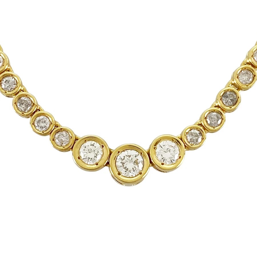 NECKLACE YELLOW GOLD DIAMOND: Necklace Yellow gold Diamond Brand: Unsigned Jewelry Type/Style: Necklace Material: 18K Yellow Gold, Main Stone/Creation Natural Color: Gold Size: Necklace full length:45cm Accessories: None