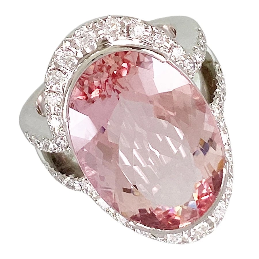 RING PLATINUM MORGANITE DIAMOND (1 of 4)