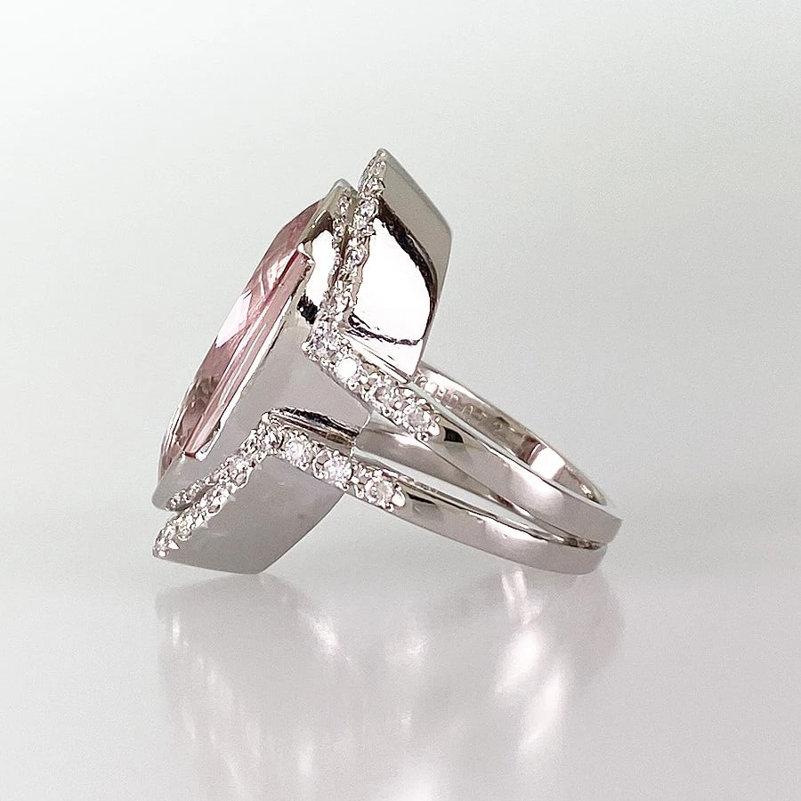 RING PLATINUM MORGANITE DIAMOND - 2
