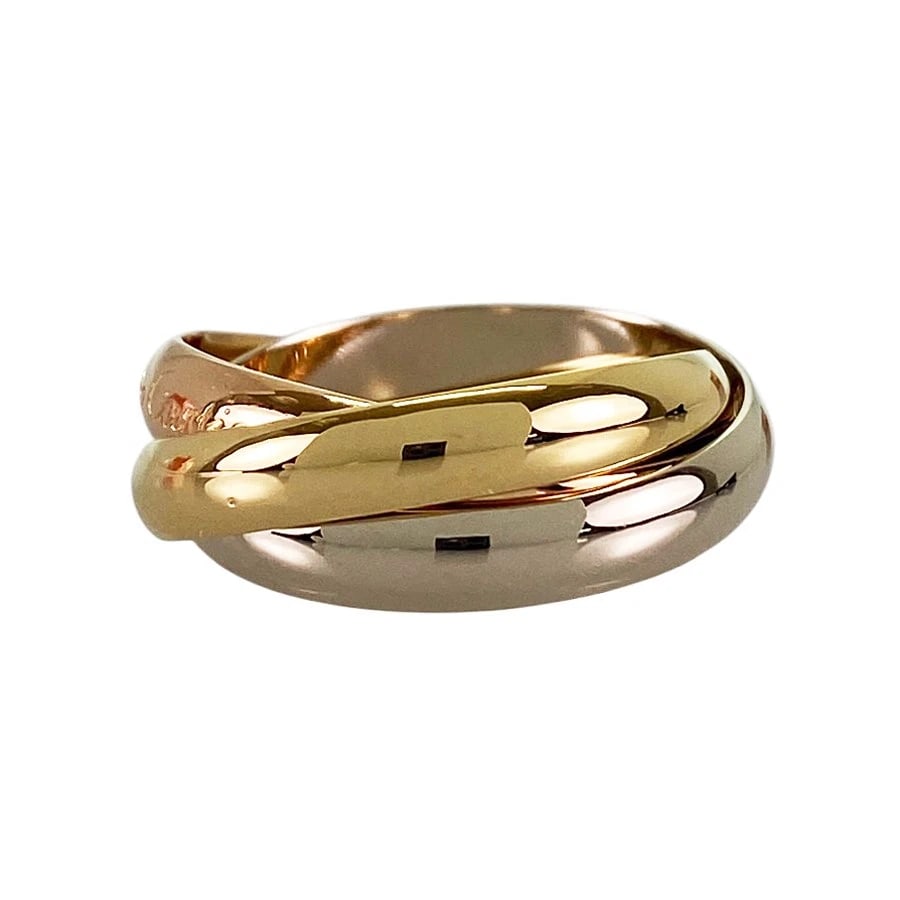 CARTIER TRINITY YELLOW GOLD RING: Cartier Trinity Yellow gold Ring Brand: Cartier Type/Style: Ring Material: 18K Yellow Gold 18K White Gold 18K Rose Gold Color: Gold Size: US:6.5 Accessories: None Accessories Notice: When purchasing
