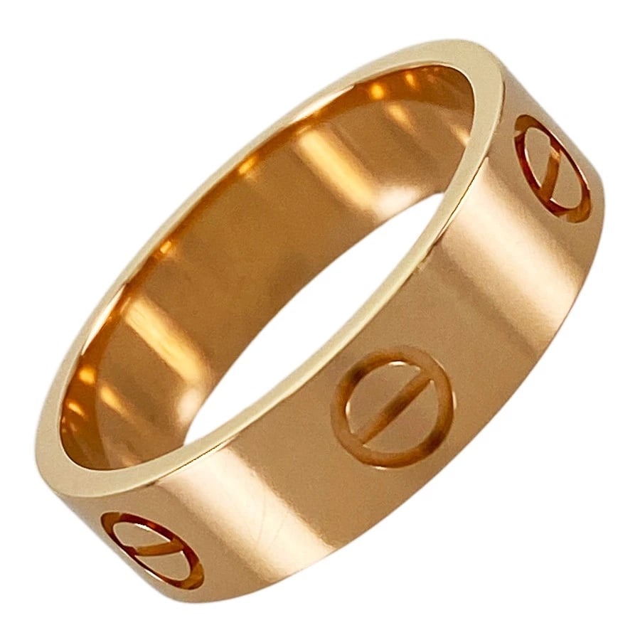 CARTIER LOVE ROSE GOLD RING: Cartier Love Rose gold Ring Brand: Cartier Type/Style: Ring Material: 18K Rose Gold Color: Gold Size: US:8.5 Accessories: None Accessories Notice: When purchasing pre-owned goods, please refer to the