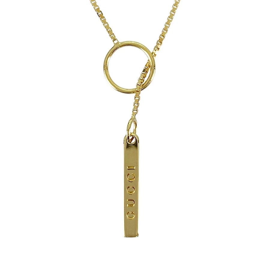 GUCCI LARIAT YELLOW GOLD NECKLACE: GUCCI lariat Yellow gold Necklace Brand: GUCCI Type/Style: Necklace Material: 18K Yellow Gold Color: Gold Size: Top size:19.5mm×2.8mm Necklace overall length (not including top):51cm Accessories: