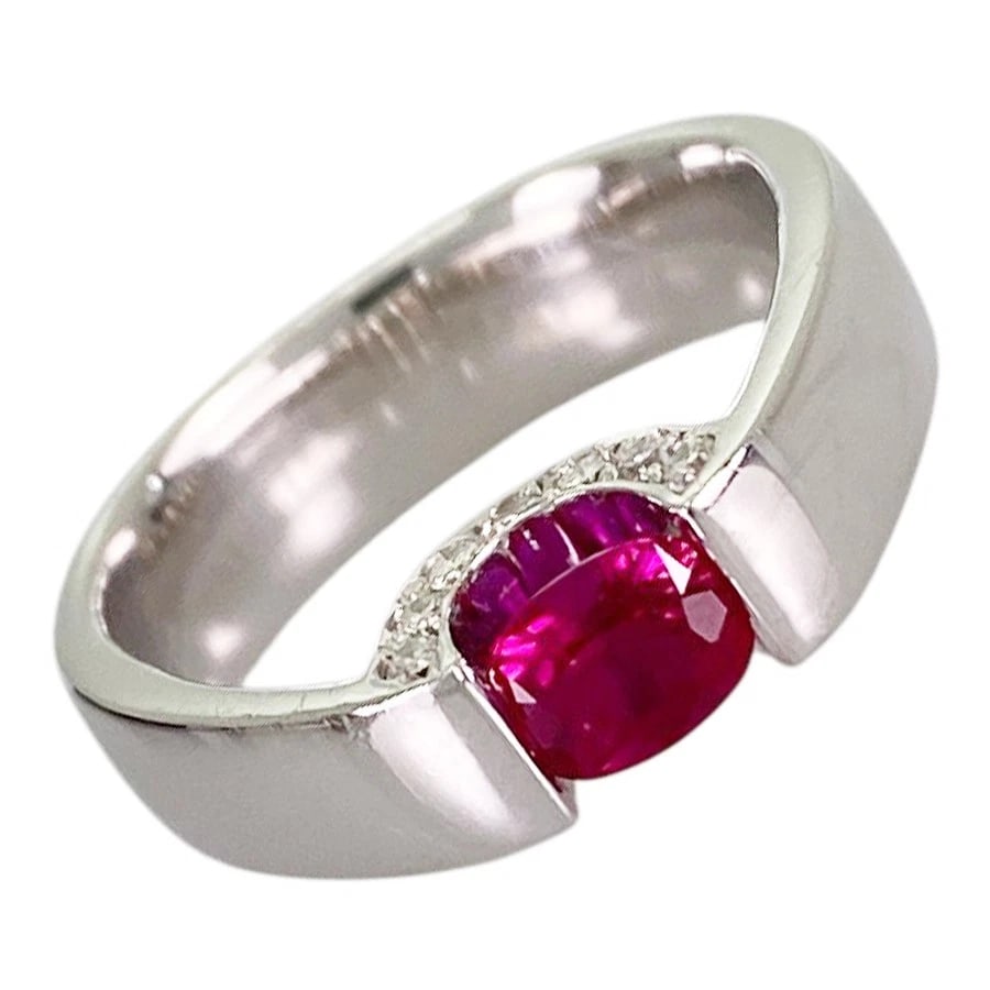 RING PLATINUM RUBY DIAMOND: Ring Platinum Ruby Diamond Brand: Unsigned Jewelry Type/Style: Ring Material: Platinum 900, Main Stone/Creation RUBY Color: Silver Size: US:5.5 Accessories: None Accessories Notice: When pu