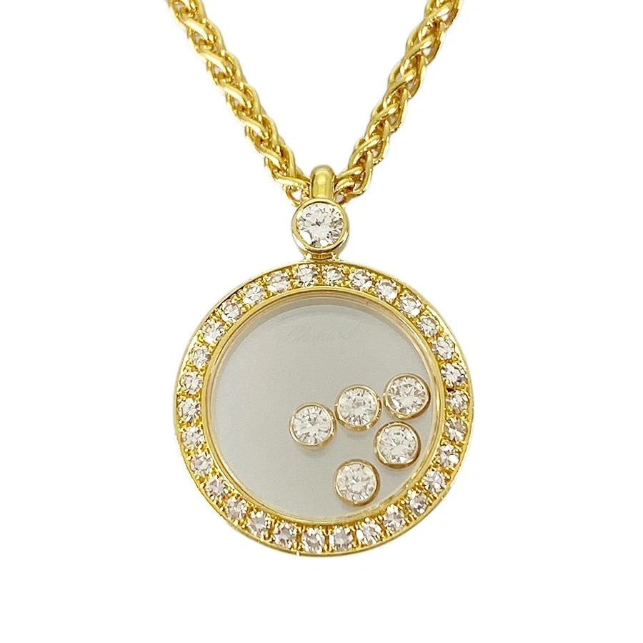 CHOPARD YELLOW GOLD DIAMOND NECKLACE: Chopard Yellow gold Diamond Necklace Brand: Chopard Type/Style: Necklace Material: 18K Yellow Gold, Main Stone/Creation Natural Color: Gold Size: Top size:23.2mm×17.0mm Necklace full length:41.5cm