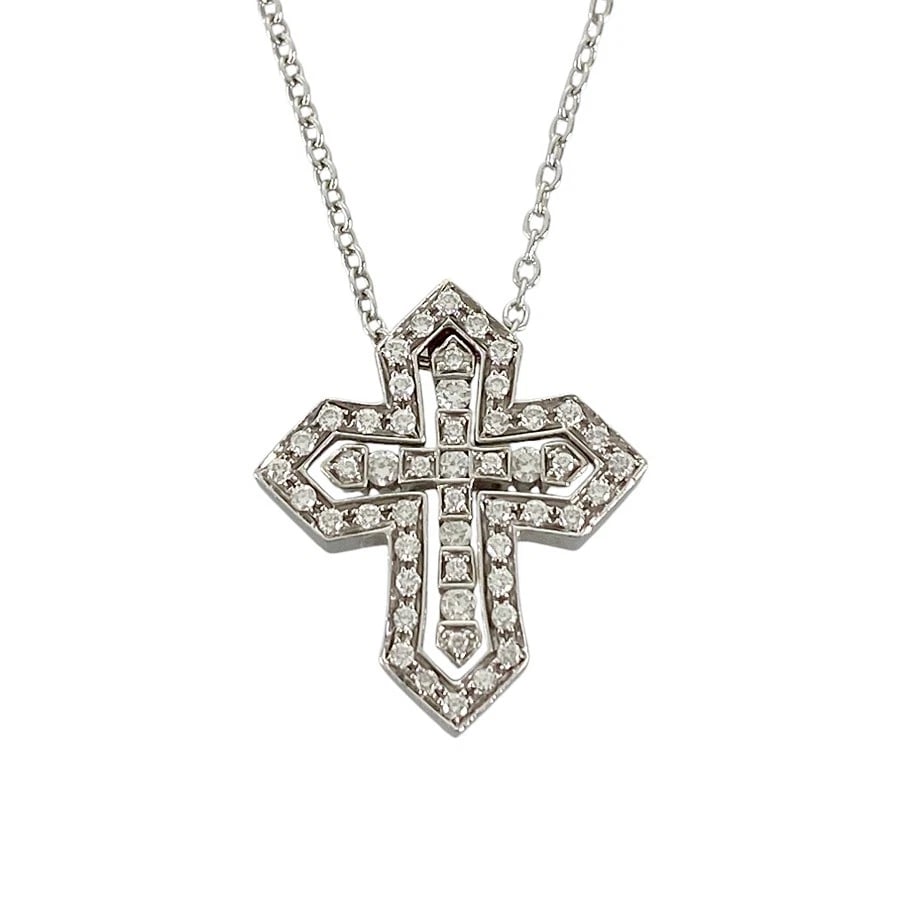 DAMIANI WHITE GOLD DIAMOND NECKLACE: Damiani White gold Diamond Necklace Brand: Damiani Type/Style: Necklace Material: 18K White Gold, Main Stone/Creation Natural Color: Silver Size: Top size:16.9mm×19.3mm Necklace full length:55cm