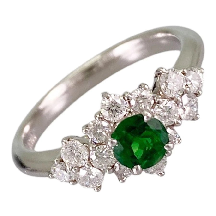 RING PLATINUM GREEN GARNET DIAMOND (1 of 4)