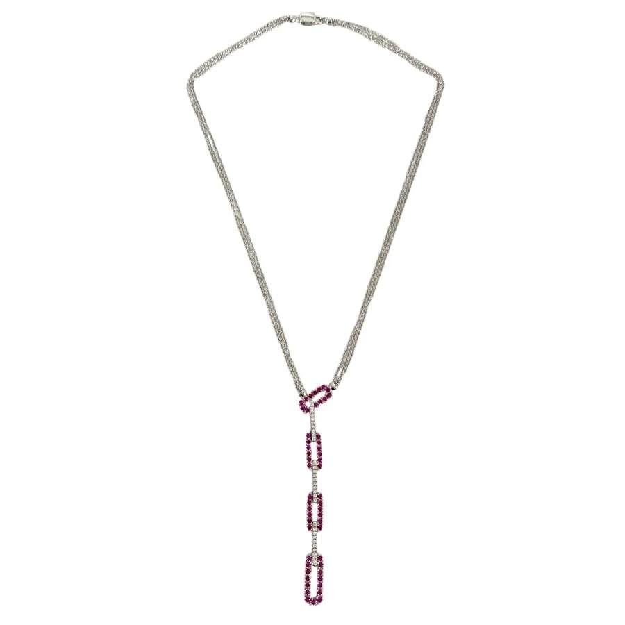 DAMIANI WHITE GOLD RUBY DIAMOND NECKLACE - 4