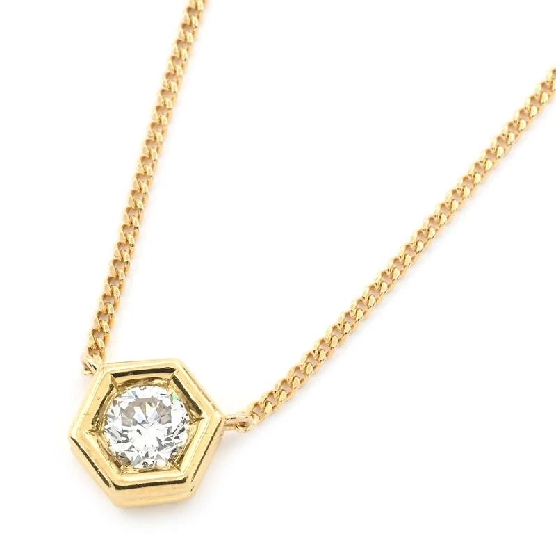 NATURAL DIAMOND NECKLACE 18K: Natural Diamond Necklace 18K Brand: Unbranded Type/Style: Necklace Material: K18YG, Main Stone/Creation Natural Diamond Color: YG Size: Effective length 36cm/40cm Chain width 1.1mm Motif 7.0mm x