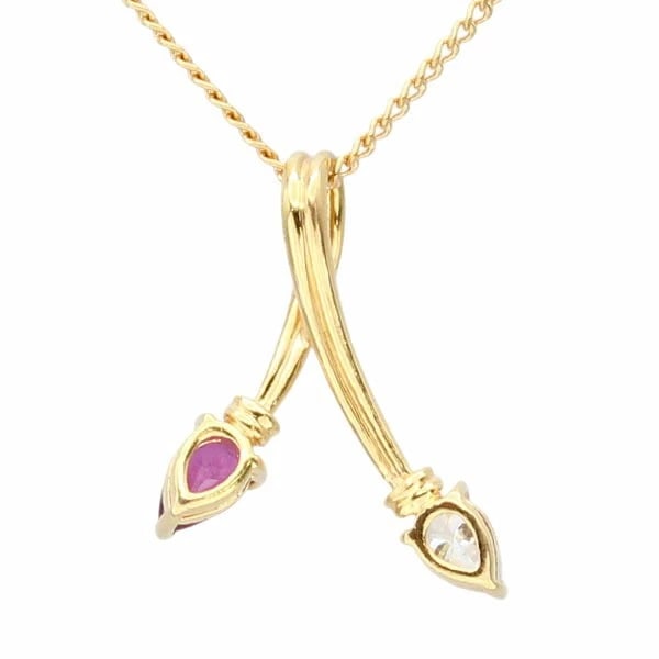 18K YG RUBY DIAMOND NECKLACE - 2
