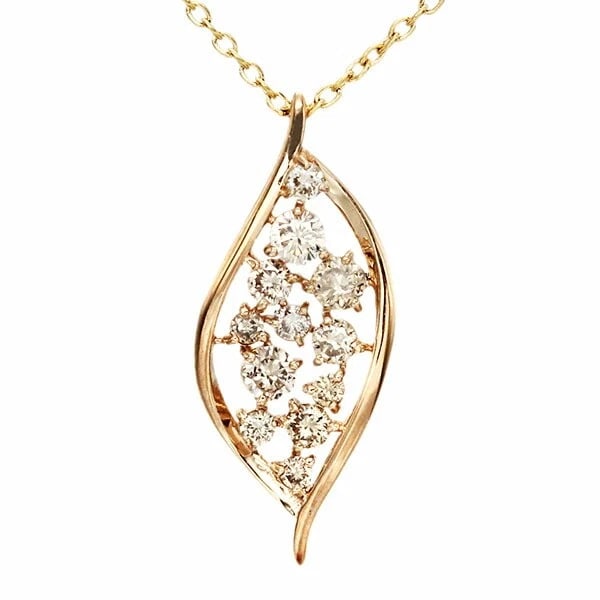 18K PG/YG DIAMOND NECKLACE: 18K PG/YG Diamond Necklace Brand: Unbranded Type/Style: Necklace Material: K18PG K18YG Color: PG YG Size: Length: Approx. 36.5cm/40.5cm Top: approx. W9mm x H22mm Accessories: None Accessories Notice: