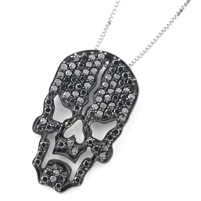BLACK DIAMOND NECKLACE 18K WG: black diamond necklace 18K WG Brand: Unbranded Type/Style: Necklace Material: K18WG Color: WG Size: Effective length 37cm/40cm Chain width 0.5mm Motif 12.9mm x 22.3mm Vatican inner diameter 1.6mm x 4.