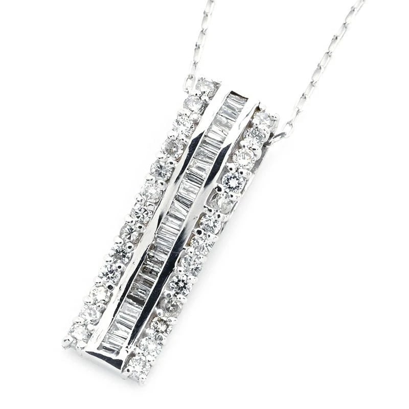 NATURAL DIAMOND NECKLACE 18K WG: Natural Diamond Necklace 18K WG Brand: Unbranded Type/Style: Necklace Material: K18WG, Main Stone/Creation Natural Diamond Color: WG Size: Effective length 45cm (free adjuster) Chain width 0.8mm Motif