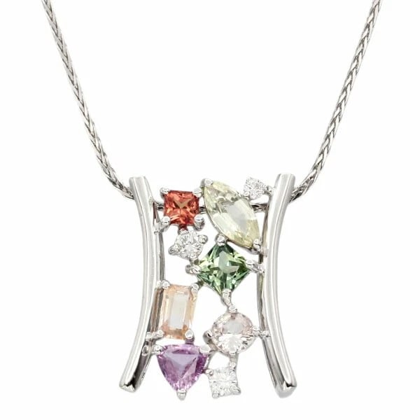 18K WG SAPPHIRE DIAMOND SLIDE CHAIN NECKLACE: 18K WG Sapphire Diamond Slide Chain Necklace Brand: Unbranded Type/Style: Necklace Material: K18WG, Main Stone/Creation Sapphire Color: WG Size: Length: Approx. 45cmcm Top: approx. W16.5mm x H22mm