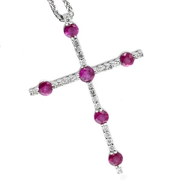 18K WG RUBY DIAMOND NECKLACE - 2