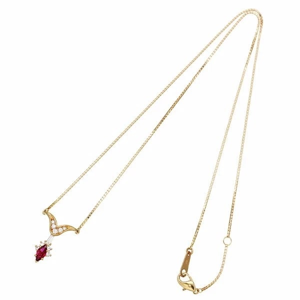 18K YG RUBY DIAMOND NECKLACE - 2