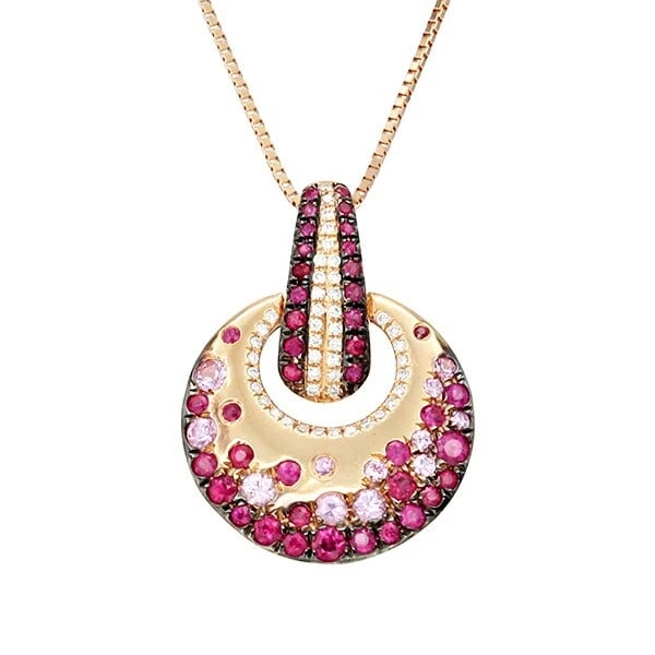 18K PG/YG RUBY DIAMOND PINK SAPPHIRE NECKLACE: 18K PG/YG Ruby Diamond Pink Sapphire Necklace Brand: Unbranded Type/Style: Necklace Material: K18PG/K18YG, Main Stone/Creation Ruby Pink Sapphire Color: PG YG Size: Length: Approximately 60cm Top: App